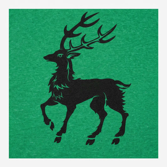 December Stag Prancing Deer Silhouette with Antlers detail