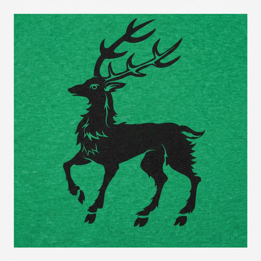 December Stag Prancing Deer Silhouette with Antlers detail
