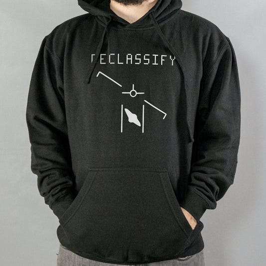 Declassify UFO Redacted Government Document graphic Hoodie in Black