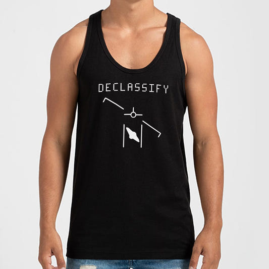 Declassify UFO Redacted Government Document graphic Men's Tank Top in Black
