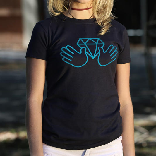 Diamond Hands Stubborn Investor Graphic Women's T-Shirt in Midnight
