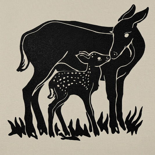 Doe And Fawn Deer Mother and Baby Graphic detail