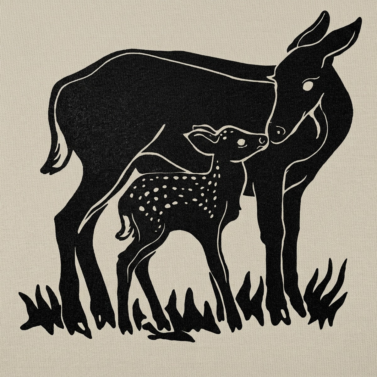 Doe And Fawn Deer Mother and Baby Graphic detail