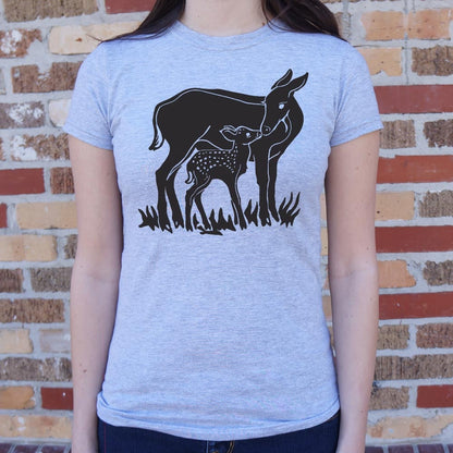Doe And Fawn Deer Mother and Baby Graphic
