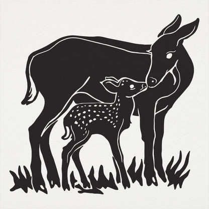 Doe And Fawn Deer Mother and Baby Graphic