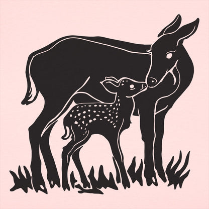 Doe And Fawn Deer Mother and Baby Graphic