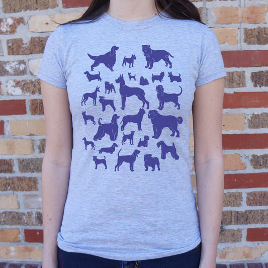 Dog Chart Breed Silhouettes graphic Women's T-Shirt in Gray Granite