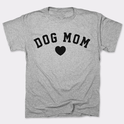 Dog Mom with Heart Varsity Text graphic Unisex Heavyweight T-Shirt in Gray Heather