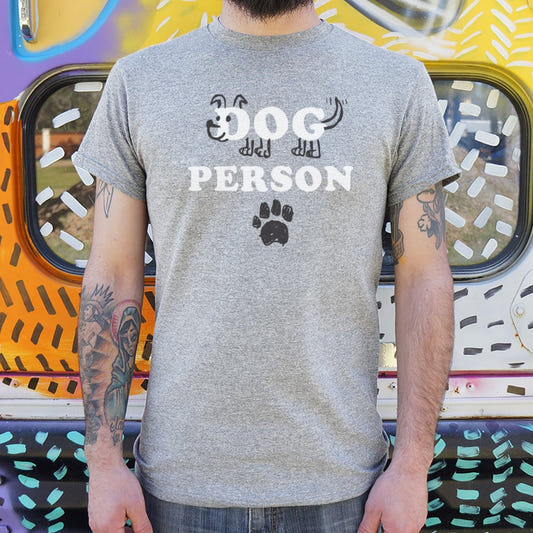 Dog Person with Hand Drawn Dog and Paw Print graphic Unisex Heavyweight T-Shirt in Gray Heather