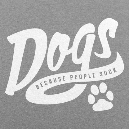 Dogs Because People Suck Retro Script Paw Print Design