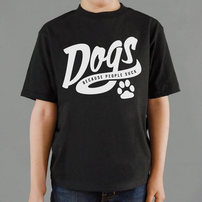 Dogs Because People Suck Retro Script Paw Print Design