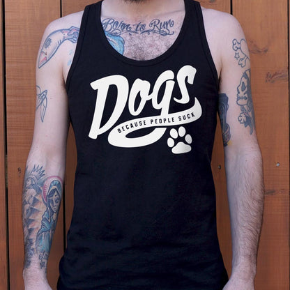 Dogs Because People Suck Retro Script Paw Print Design