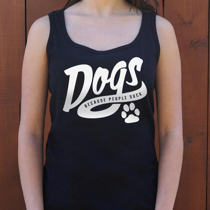 Dogs Because People Suck Retro Script Paw Print Design