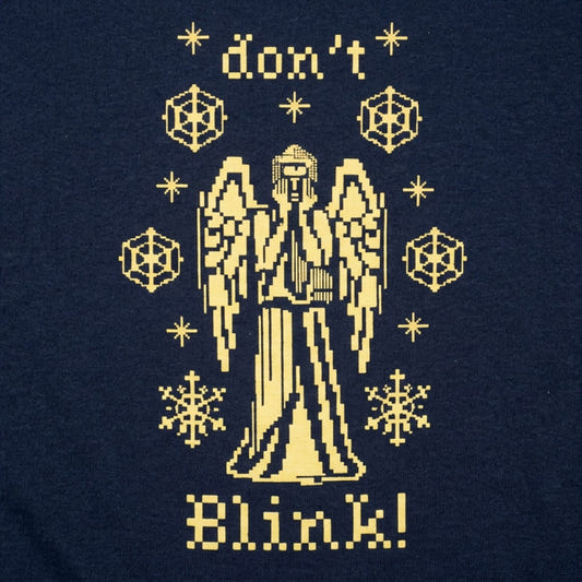 Don't Blink Needlepoint Creepy Christmas Angel Statue detail