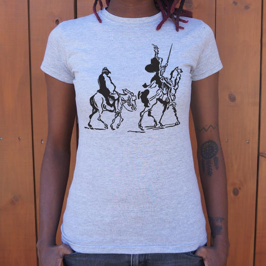 Don Quixote and Sancho Panza on Horseback graphic Women's T-Shirt in Gray Granite