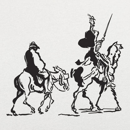 Don Quixote and Sancho Panza on Horseback