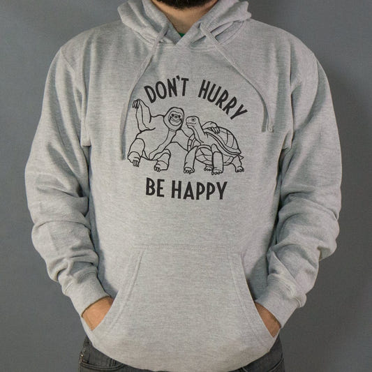 Don't Hurry Be Happy - Sloth and Tortoise graphic Hoodie in Gray Heather