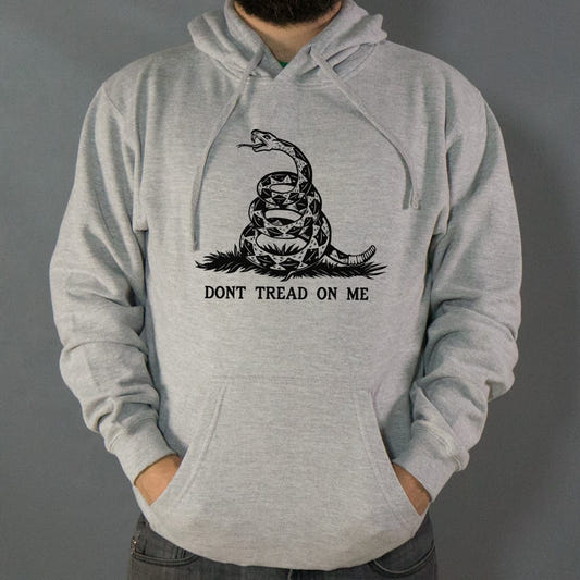 Don't Tread On Me Coiled Rattlesnake Flag graphic Hoodie in Gray Heather