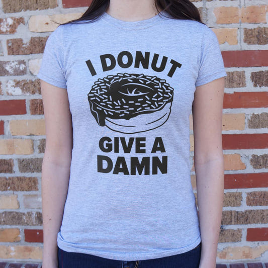 I Donut Give a Damn Funny Wordplay Grphic graphic Women's T-Shirt in Gray Granite
