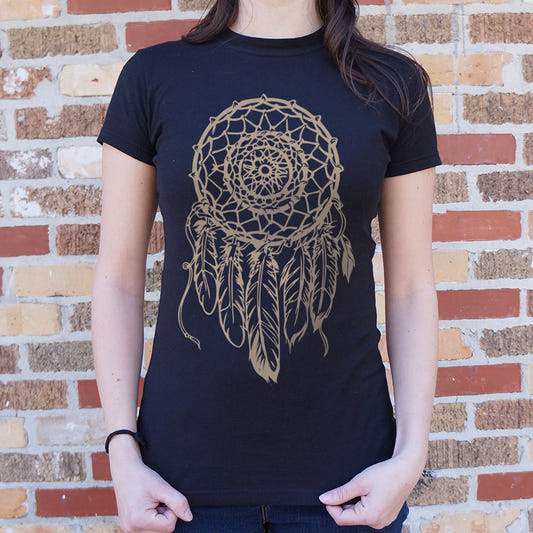 Dream Catcher with Woven Feathers Design graphic Women's T-Shirt in Midnight