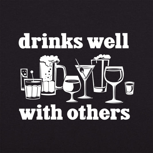 Drinks Well With Others Beer Wine and Cocktail Glasses graphic Unisex Heavyweight T-Shirt in Black