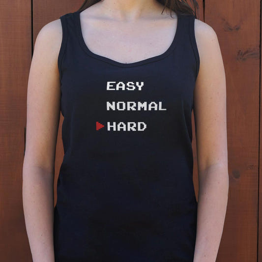 Easy Normal Hard Video Game Difficulty Select Menu graphic Women's Tank Top in Midnight