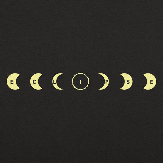 Eclipse Spelled Out in Moon Phases graphic tee design