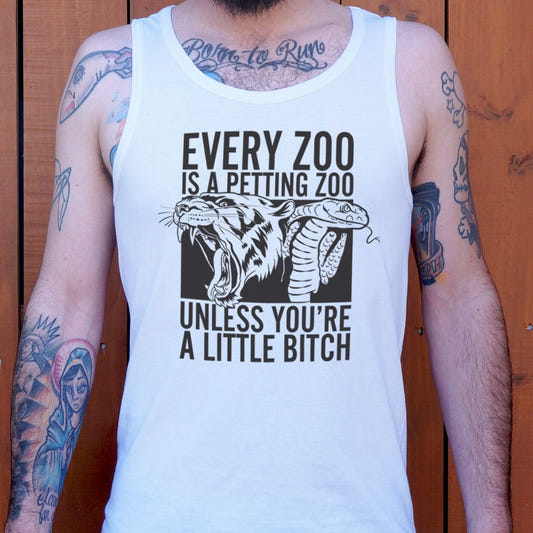 Every Zoo Is a Petting Zoo graphic Men's Tank Top in White