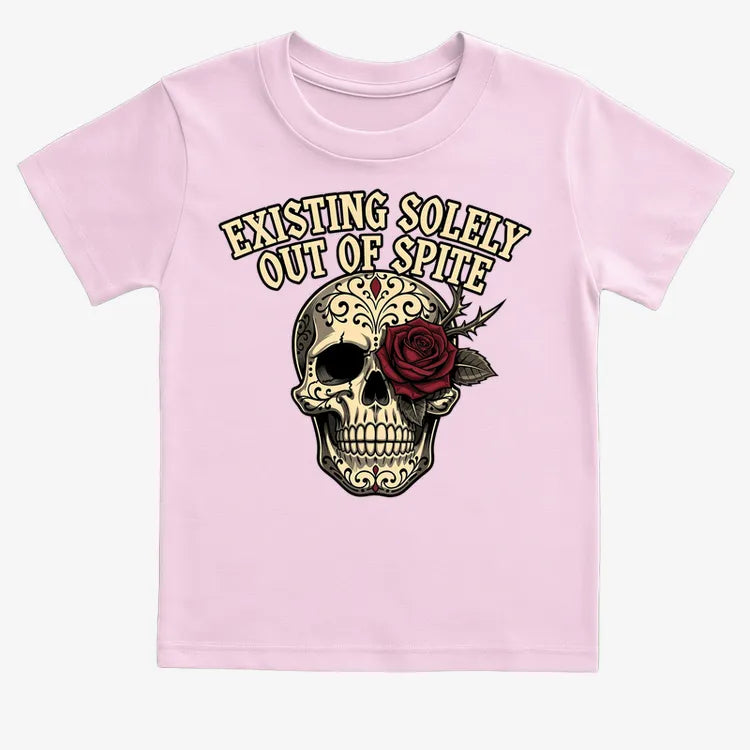 Existing Solely Out of Spite-Kids T-Shirt-Pink