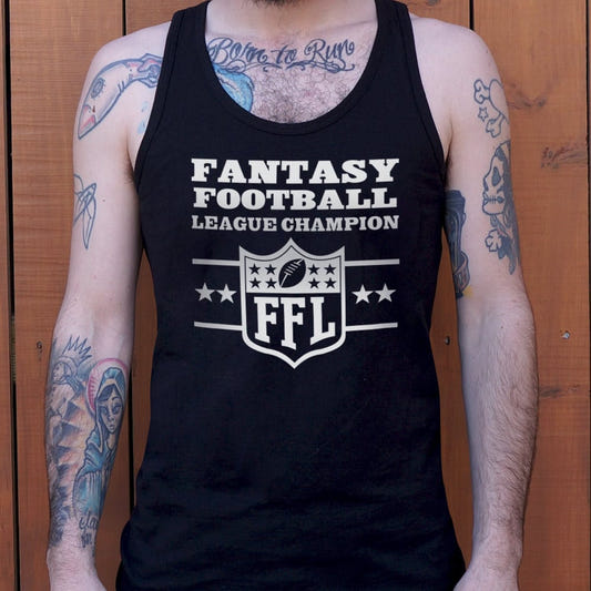 Fantasy Football League Champion Badge graphic Men's Tank Top in Black