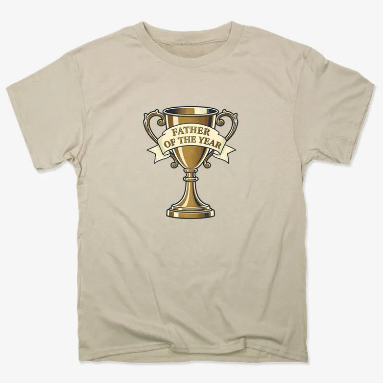 Father of the Year Trophy Design-Men's T-Shirt-Sand