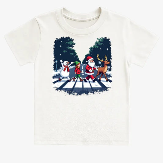 Festive Abbey Road Inspired T-Shirt graphic Kids T-Shirt in White