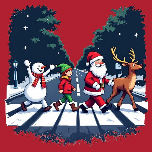 Festive Abbey Road Inspired T-Shirt graphic tee design