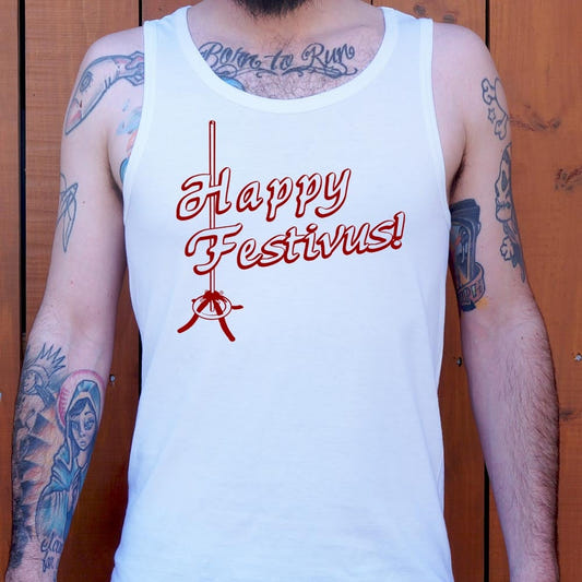 Happy Festivus Aluminum Pole graphic Men's Tank Top in White