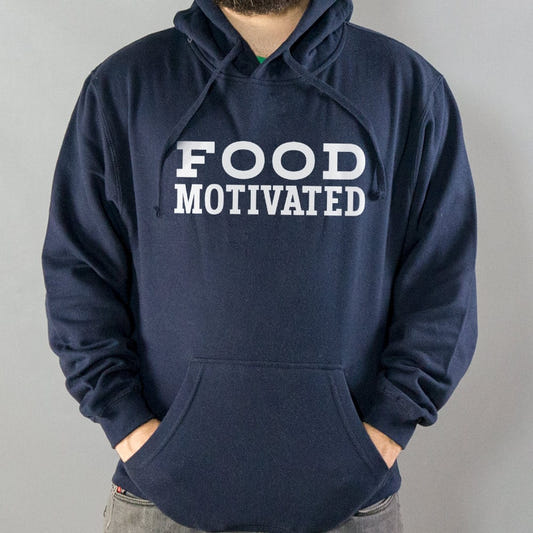 Food Motivated Foodie Quote graphic Hoodie in Navy Blue