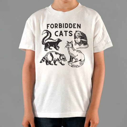 Forbidden Cats Skunk Fox Raccoon and Opossum graphic Kids T-Shirt in White