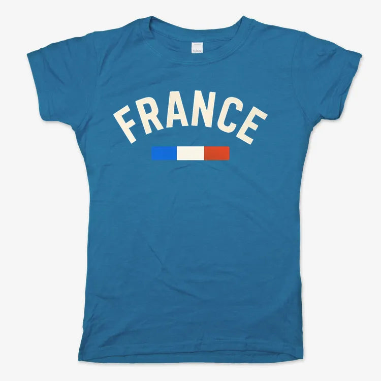 FRANCE Vintage Style Graphic-Women's T-Shirt-Sky Blue