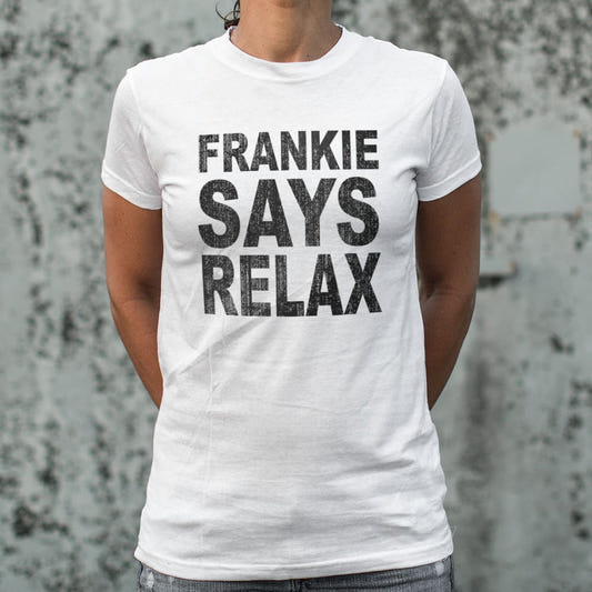 Frankie Says Relax Retro 80s Slogan graphic Women's T-Shirt in Snow