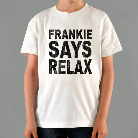 Frankie Says Relax Retro 80s Slogan graphic Kids T-Shirt in White