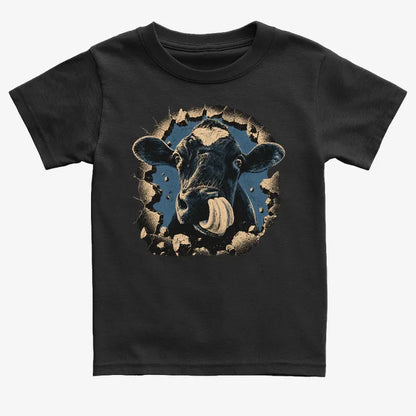 Frienly Cow Graphic-Kids T-Shirt-Black