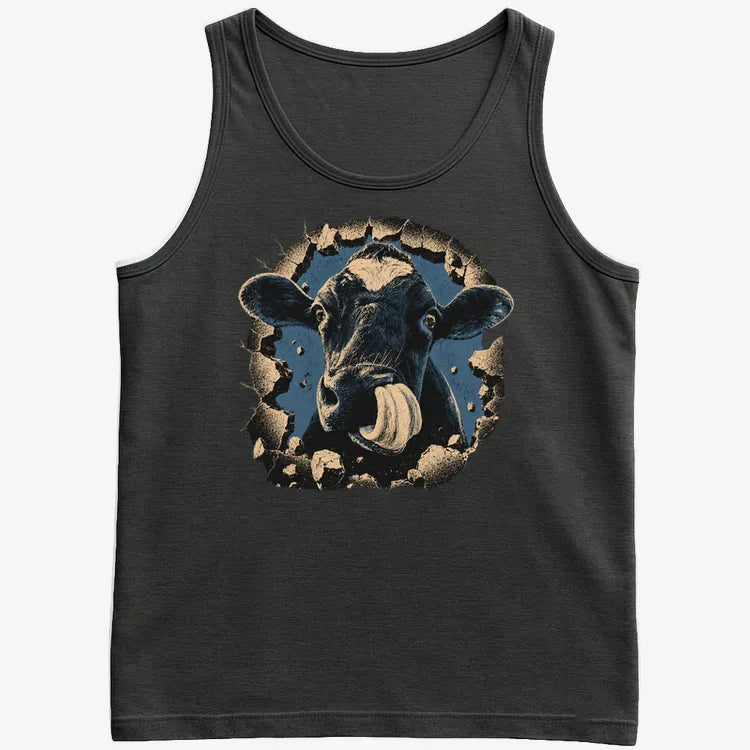Frienly Cow Graphic-Men's Tank Top-Black