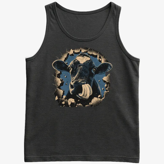 Frienly Cow Graphic-Men's Tank Top-Black