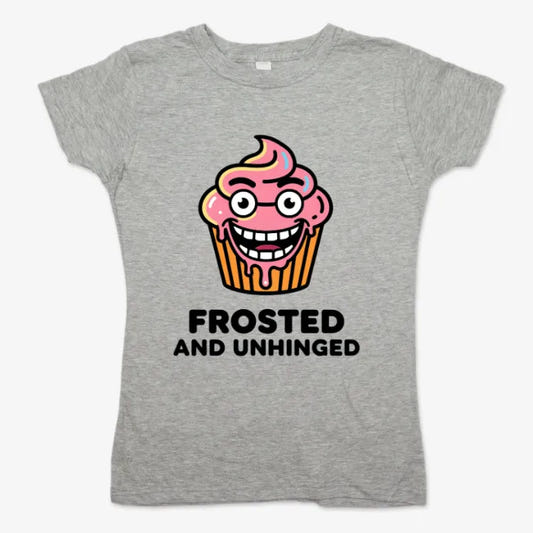 Frosted Unhinged Cupcake Tee graphic Women's T-Shirt in Gray Granite