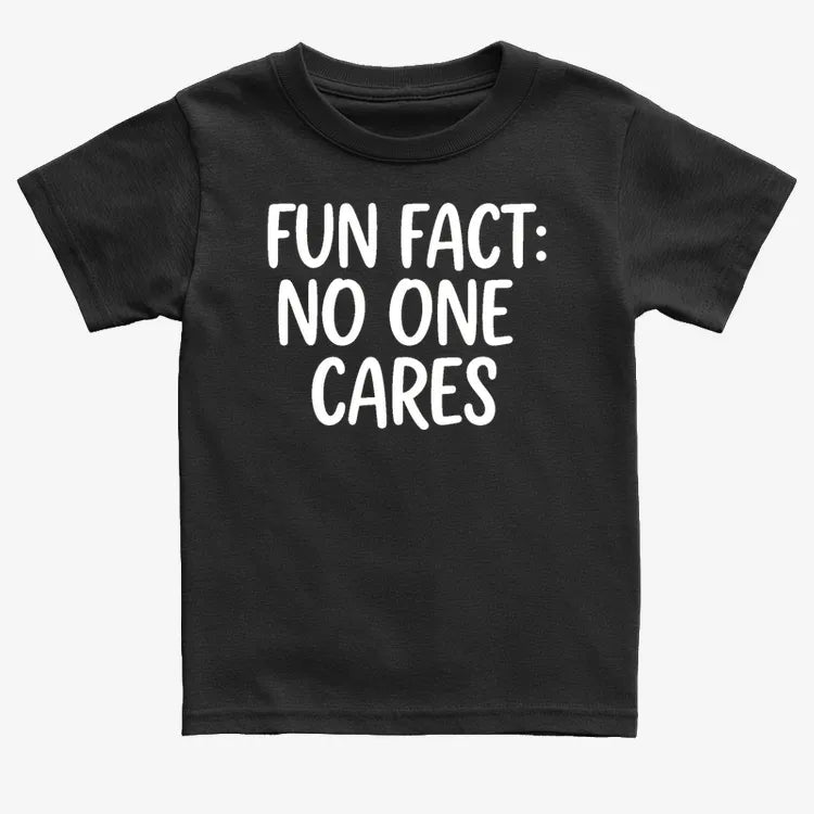 Fun Fact No One Cares-Kids T-Shirt-Black