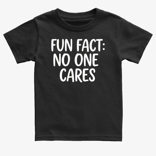 Fun Fact No One Cares-Kids T-Shirt-Black