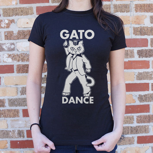 Gato Dance Disco Cat Pointing Pose graphic Women's T-Shirt in Midnight