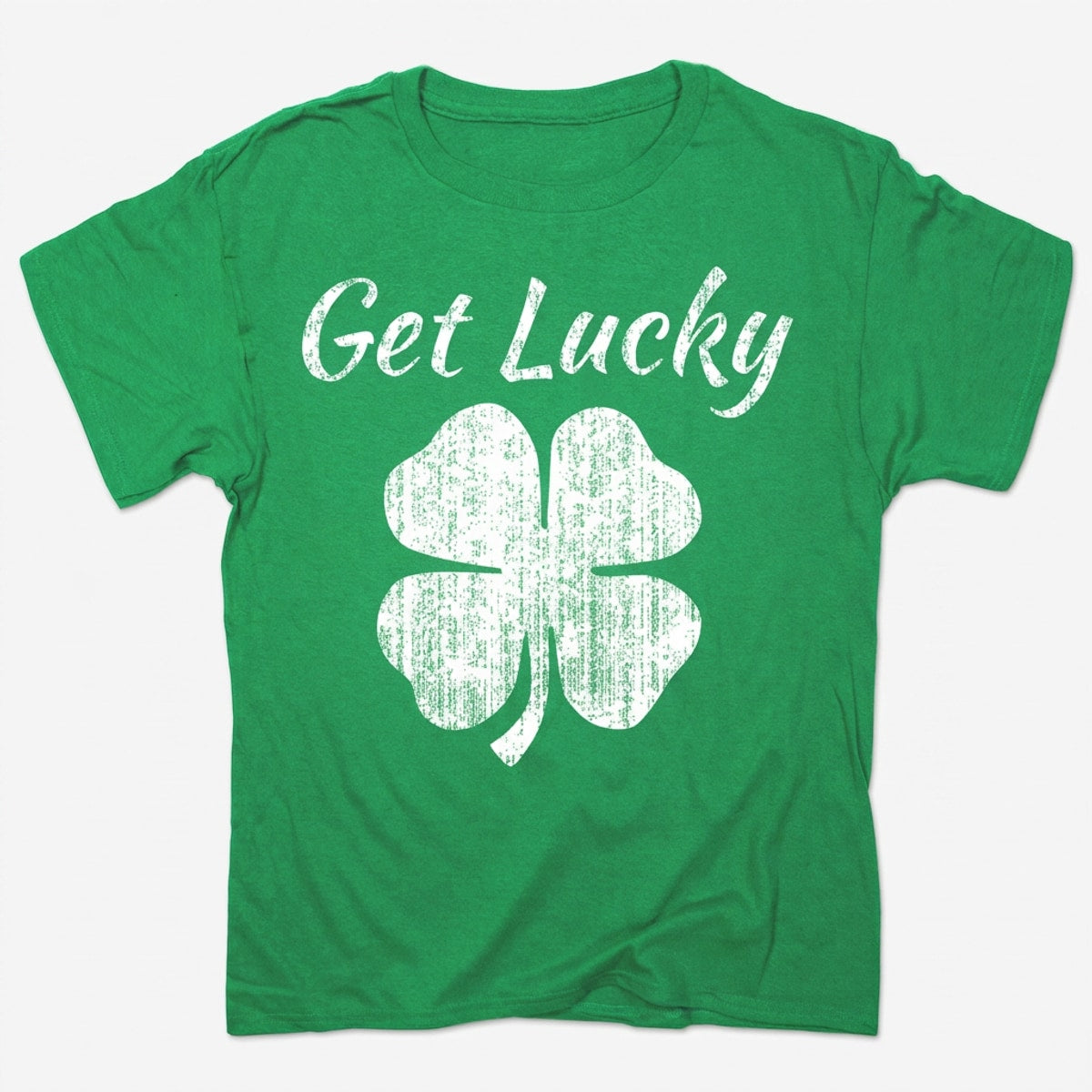 Get Lucky Four Leaf Clover St Patricks Day in Kelly Green Heather