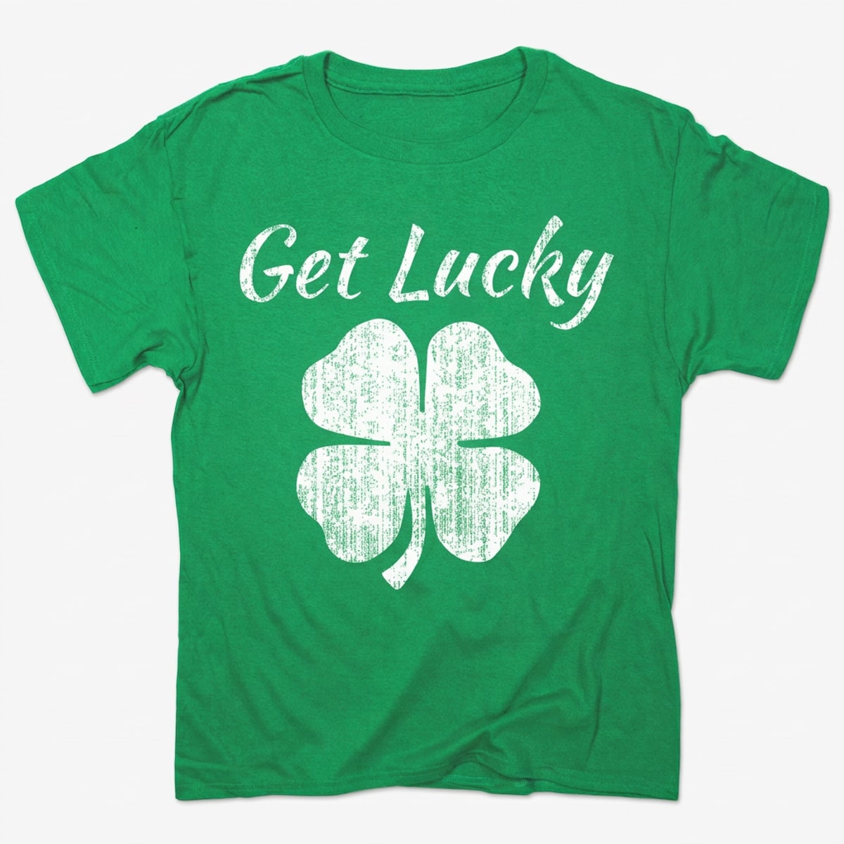 Get Lucky Four Leaf Clover St Patricks Day in Kelly Green Heather