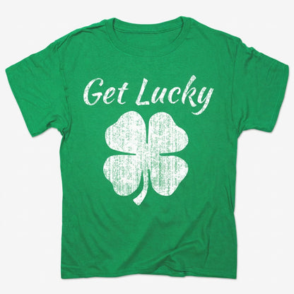 Get Lucky Four Leaf Clover St Patricks Day in Kelly Green Heather