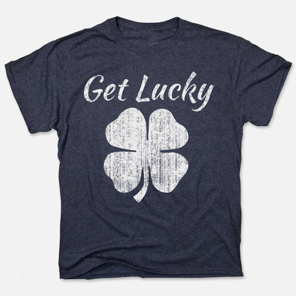 Get Lucky Four Leaf Clover St Patricks Day in Navy Heather